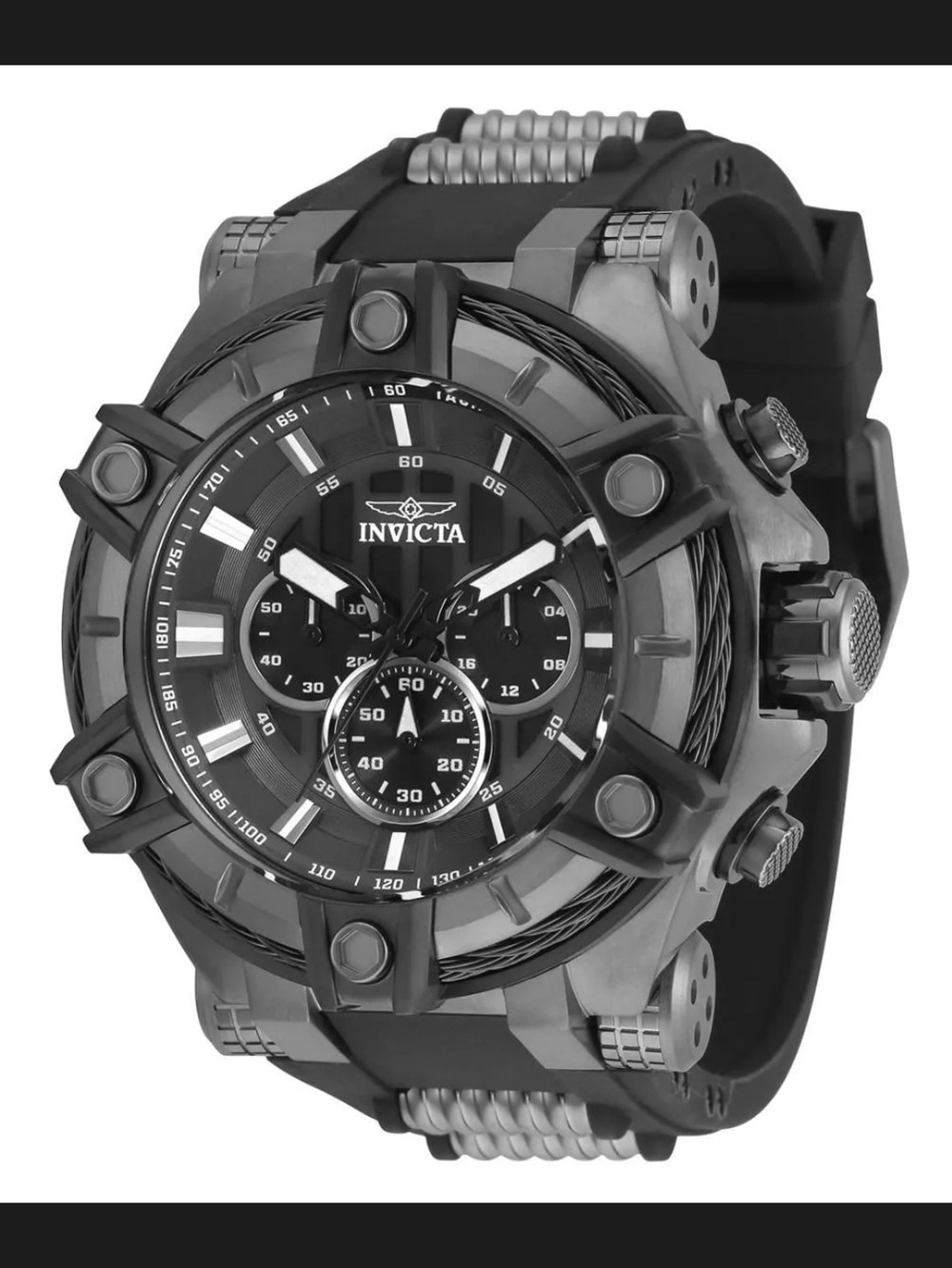 Invicta Gunmetal Bolt Surge Men's Bold Black Chronograph Watch 52mm